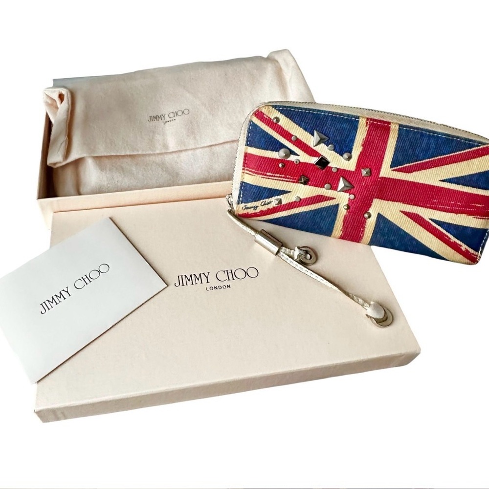 Jimmy Choo Union Jack Studded Leather Zippy Wallet - Limited Edition